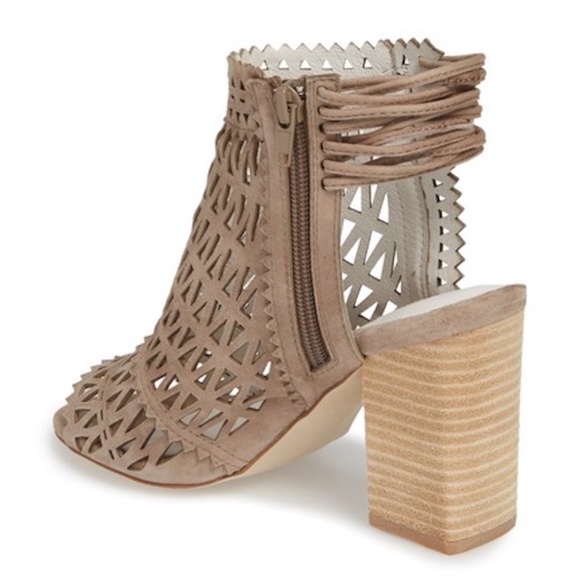 JEFFREY CAMPBELL Ottawa Taupe Suede Leather Sandal Block Heel Open Toe Bootie 10 - Picture 7 of 14